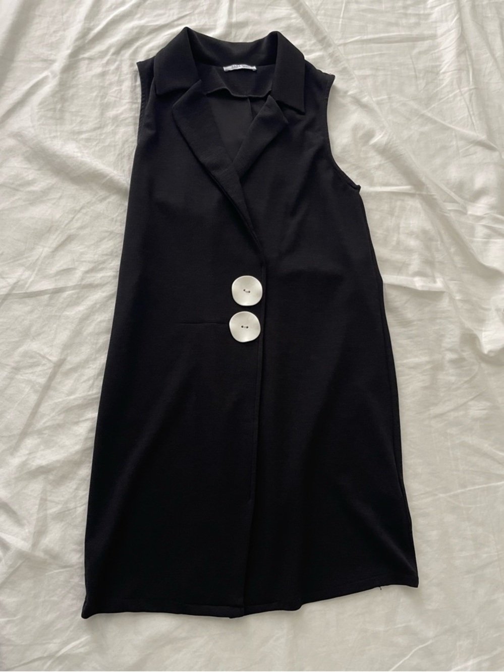 Zara Sleeveless Black Button-Front Vest Dress size small